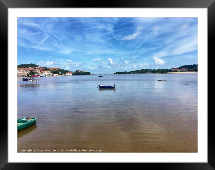 San Vicente de la Barquera Estuary Framed Mounted Print by Roger Mechan