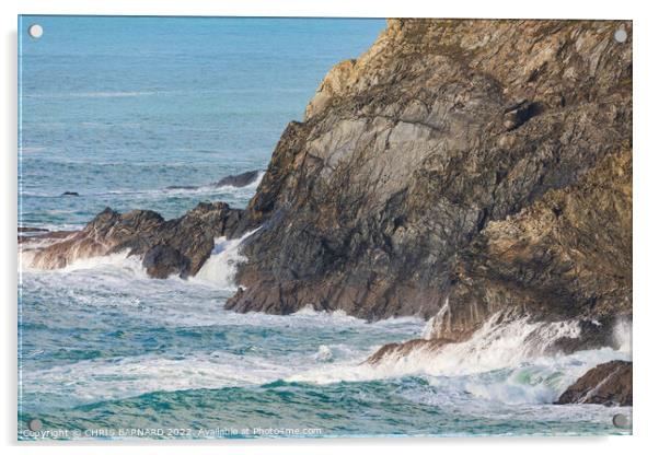 Waves at Holywell Bay Acrylic by CHRIS BARNARD