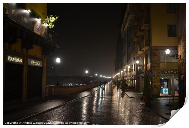 A Wet night in Florence  Print by Angela Wallace