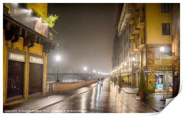  A wet night in Florence 2 Print by Angela Wallace