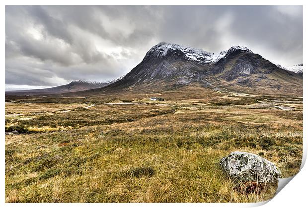 Lagangarbh Cottage and Coire na Tulaich, Glencoe Print by Gary Eason