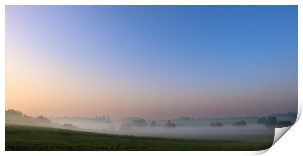 Misty morning sunrise Print by David McGeachie