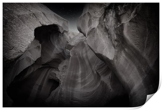 Antelope Canyon rock formation in Arizona during early night  Print by Thomas Baker