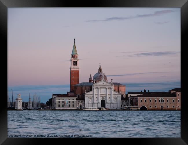 San Giorgio Maggiore Church and Tower in the Evening Framed Print by Dietmar Rauscher