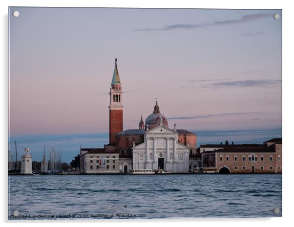 San Giorgio Maggiore Church and Tower in the Evening Acrylic by Dietmar Rauscher