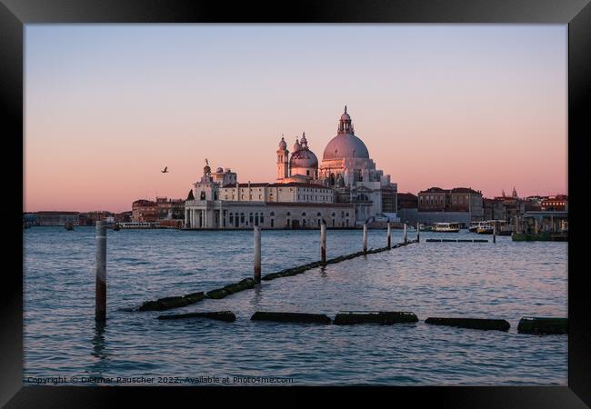 Punta Dogana and Santa Maria della Salute in Venice at Dawn Framed Print by Dietmar Rauscher