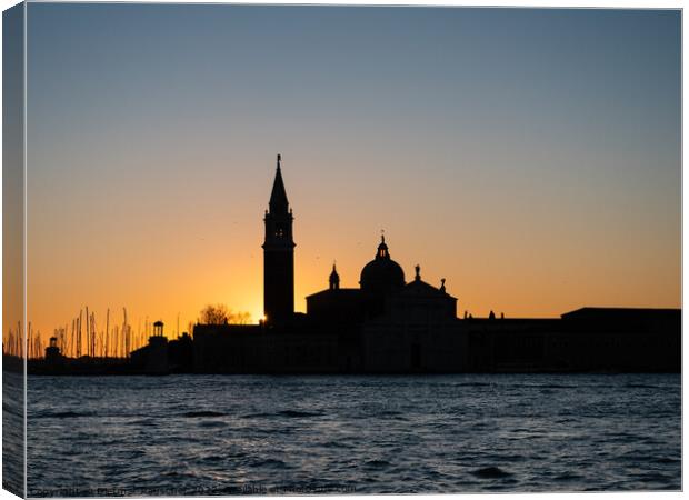 San Giorgio Maggiore Church Silhouette at Sunrise in Venice Canvas Print by Dietmar Rauscher