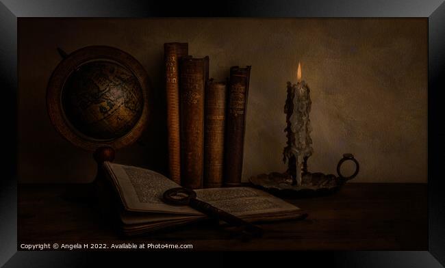 Candlelight Reading Framed Print by Angela H