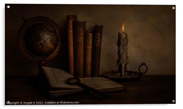 Candlelight Reading Acrylic by Angela H