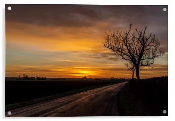 Dawn over Ely, 5th February 2022 Acrylic by Andrew Sharpe