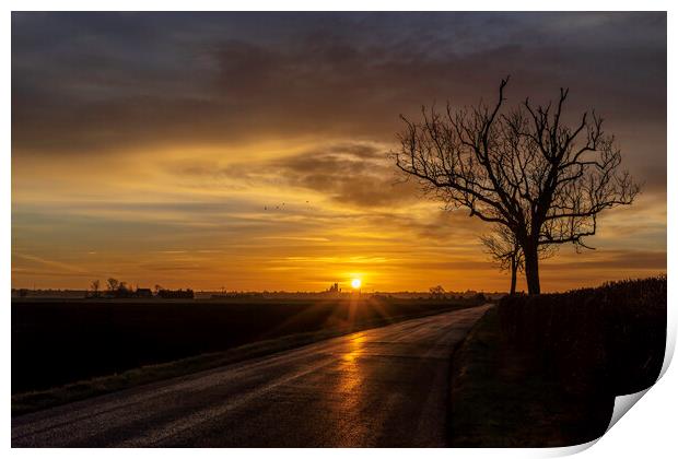 Dawn over Ely, 5th February 2022 Print by Andrew Sharpe