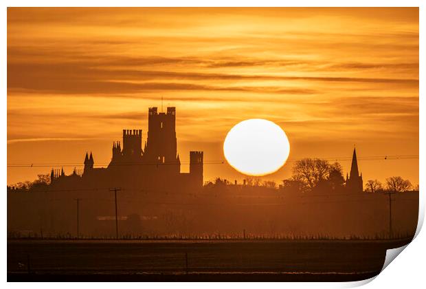 Dawn over Ely, 5th February 2022 Print by Andrew Sharpe
