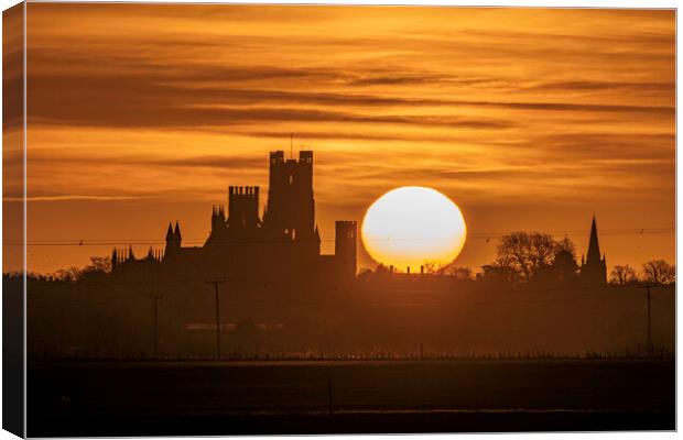 Dawn over Ely, 5th February 2022 Canvas Print by Andrew Sharpe