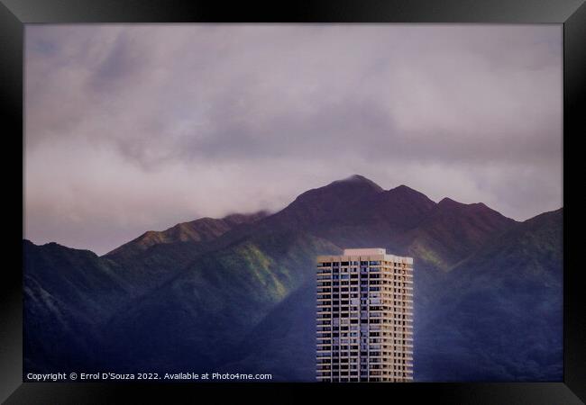 HIghrise Tower against the Wa'ahila Ridge Framed Print by Errol D'Souza