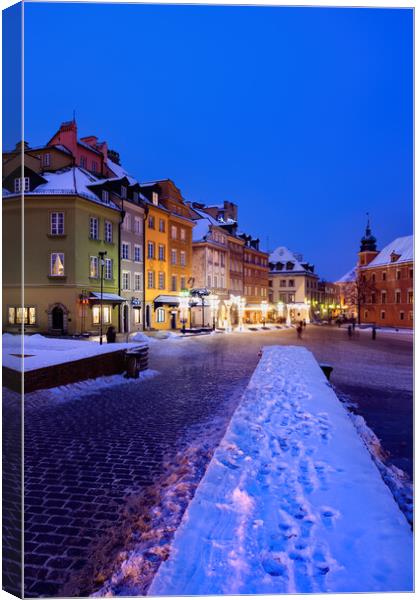 Winter Night In The Old Town Canvas Print by Artur Bogacki