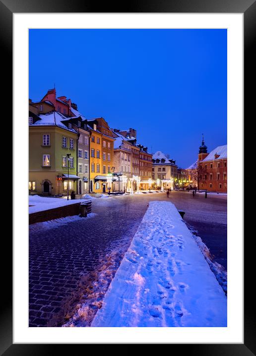 Winter Night In The Old Town Framed Mounted Print by Artur Bogacki