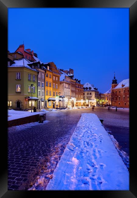 Winter Night In The Old Town Framed Print by Artur Bogacki