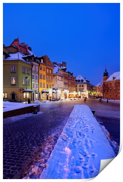 Winter Night In The Old Town Print by Artur Bogacki