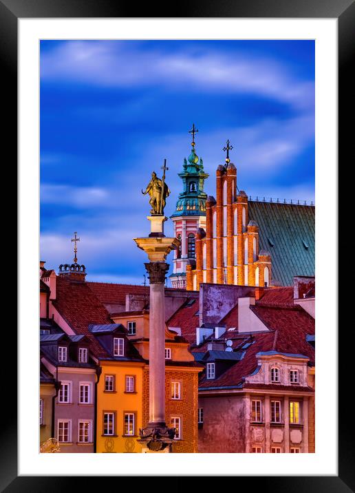 Evening in Old Town of Warsaw City in Poland Framed Mounted Print by Artur Bogacki