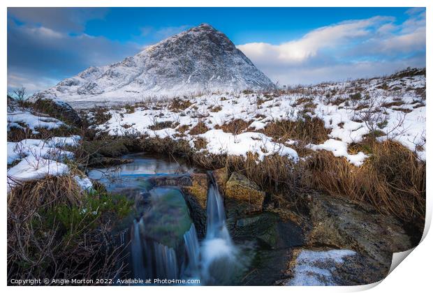 Bauchaille Etive Mor with Stream Print by Angie Morton