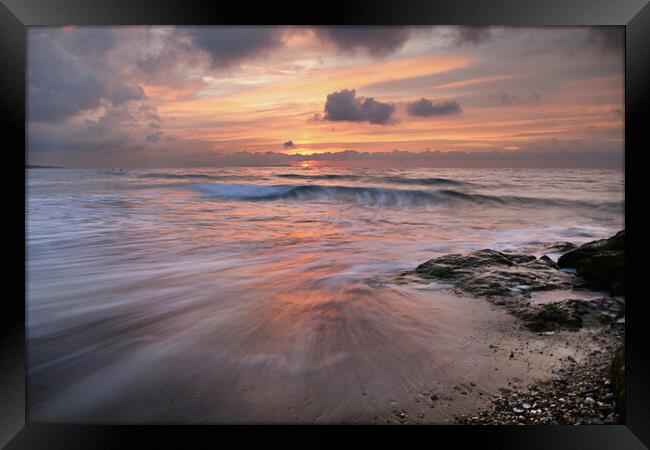 Majestic Sunrise at Branksome Chine Beach Framed Print by paul cobb