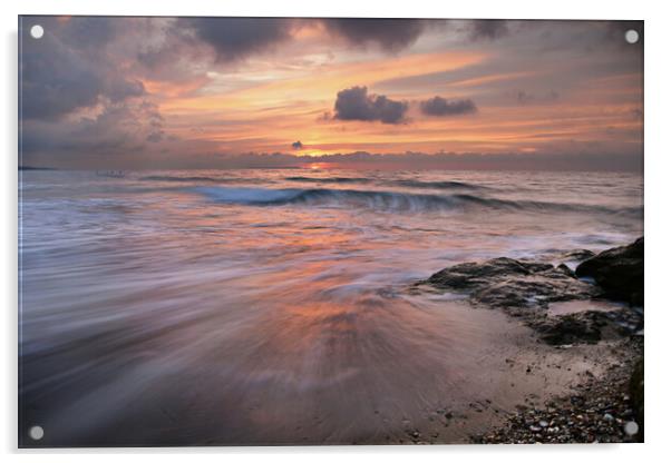 Majestic Sunrise at Branksome Chine Beach Acrylic by paul cobb