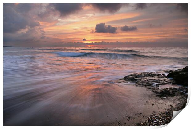Majestic Sunrise at Branksome Chine Beach Print by paul cobb