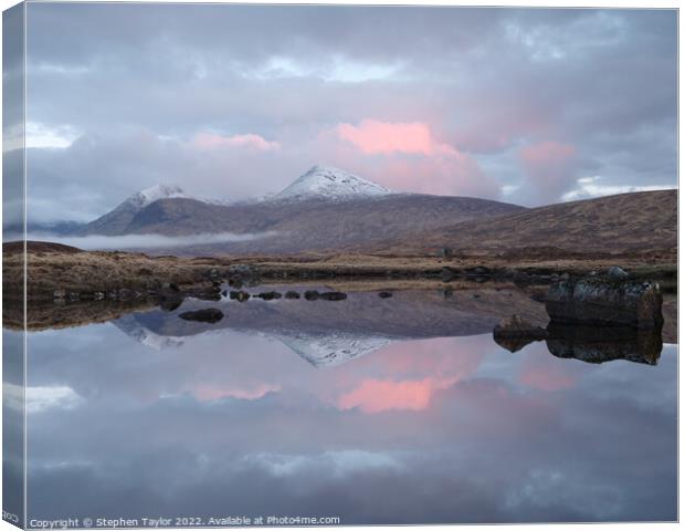 Pink Skies over Rannoch Moor Canvas Print by Stephen Taylor