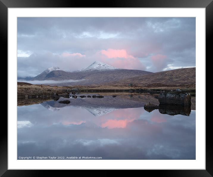 Pink Skies over Rannoch Moor Framed Mounted Print by Stephen Taylor