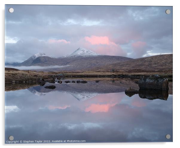 Pink Skies over Rannoch Moor Acrylic by Stephen Taylor