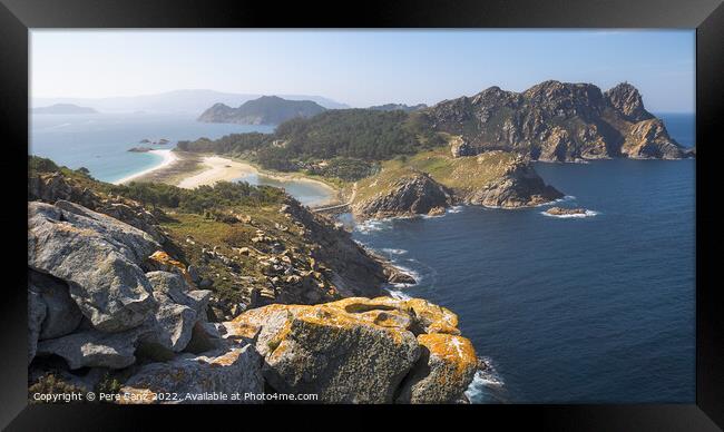 Aerial View of Stunning Landscape in the Cies Islands Natural Pa Framed Print by Pere Sanz