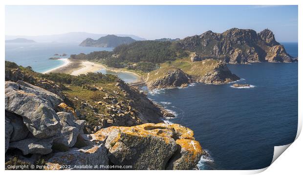 Aerial View of Stunning Landscape in the Cies Islands Natural Pa Print by Pere Sanz