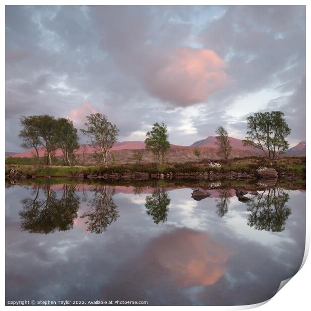 Loch Ba Sunset Print by Stephen Taylor