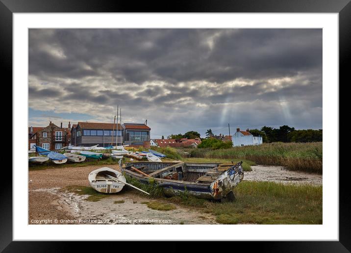 Vintage rowing boat in Brancaster Staithe, Norfolk Framed Mounted Print by Graham Prentice