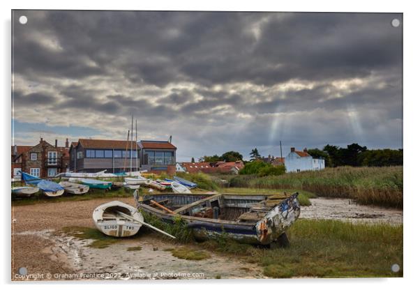 Vintage rowing boat in Brancaster Staithe, Norfolk Acrylic by Graham Prentice