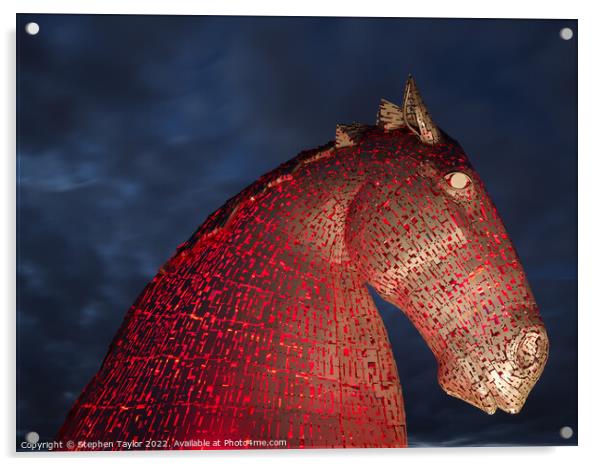 The Kelpies at Night Acrylic by Stephen Taylor