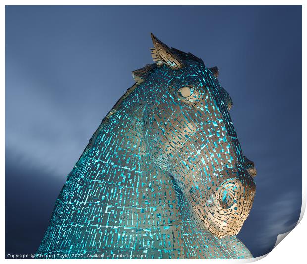 The Kelpies at Night Print by Stephen Taylor