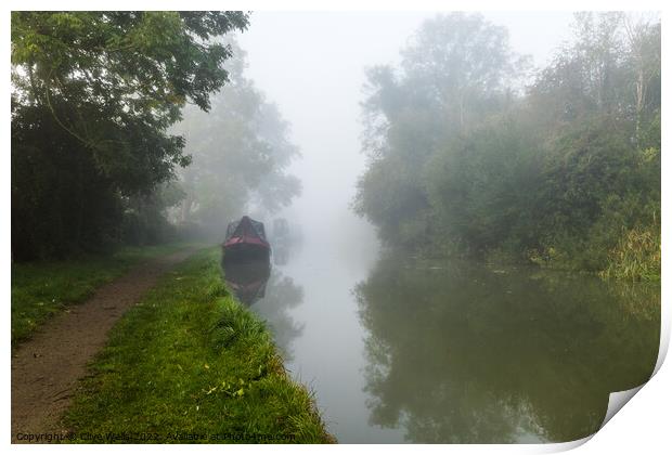 Early morning fog on the canal Print by Clive Wells