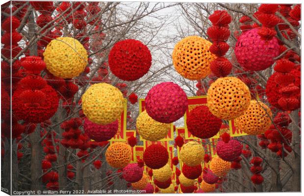 Chinese, Lunar New Year Decorations Ditan Park, Beijing China Canvas Print by William Perry