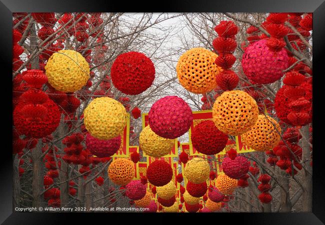 Chinese, Lunar New Year Decorations Ditan Park, Beijing China Framed Print by William Perry