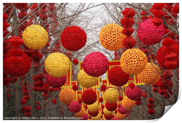 Chinese, Lunar New Year Decorations Ditan Park, Beijing China Print by William Perry
