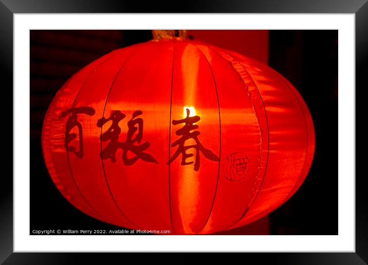 Red Chinese Lunar New Year Lantern Beijing China  Framed Mounted Print by William Perry