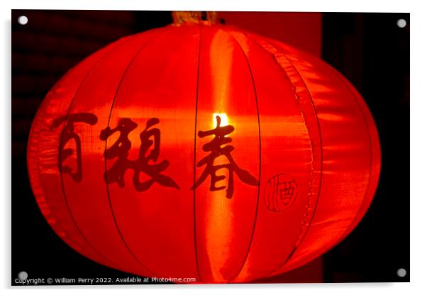 Red Chinese Lunar New Year Lantern Beijing China  Acrylic by William Perry
