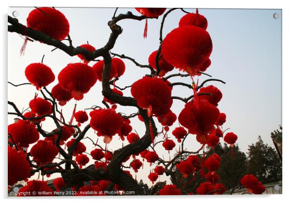 Red Chinese New Year Lanterns Ditan Park Beijing China Acrylic by William Perry