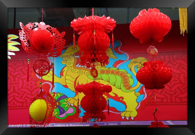 Chinese Lunar New Year Decorations Beijing, China Framed Print by William Perry
