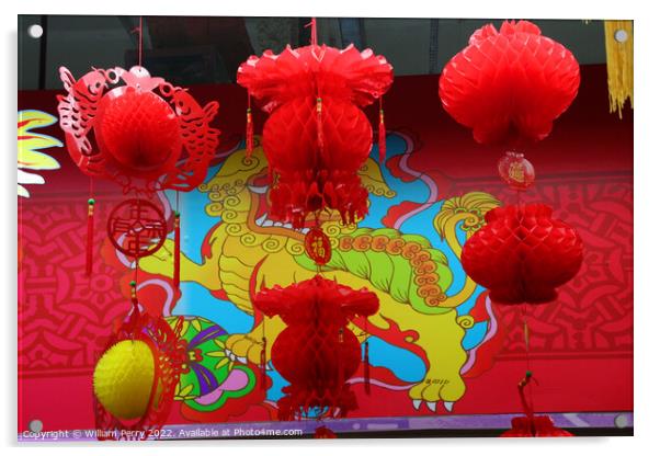 Chinese Lunar New Year Decorations Beijing, China Acrylic by William Perry