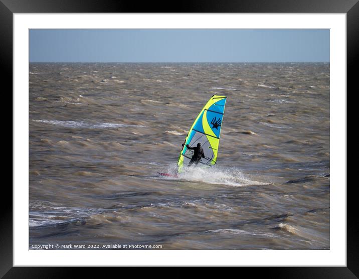 Windsurfing on a Winters Day. Framed Mounted Print by Mark Ward