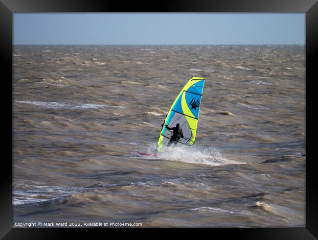 Windsurfing on a Winters Day. Framed Print by Mark Ward