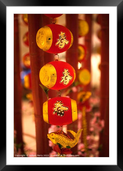 Chinese New Year Decorations Beijing China Framed Mounted Print by William Perry