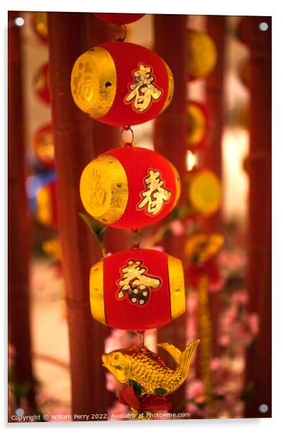 Chinese New Year Decorations Beijing China Acrylic by William Perry